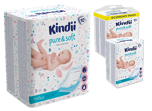 Podklady dla niemowląt Kindii Pure & Soft